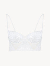 Crop top in white Leavers lace_0