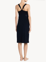 Short nightgown in blue modal stretch with Leavers lace and silk chiffon_2