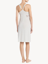 Short nightgown in white modal stretch with Leavers lace and silk chiffon_2