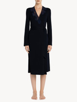 Short robe in blue modal stretch with Leavers lace and silk chiffon_1