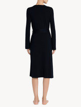 Short robe in blue modal stretch with Leavers lace and silk chiffon_2