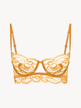 Balconette bra in yellow tulle and Leavers lace_0