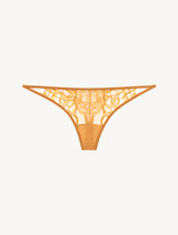 G-string in yellow tulle and Leavers lace_0