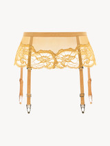 Suspender belt in yellow tulle and Leavers lace_0