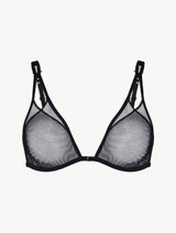Black stretch tulle triangle bra_0