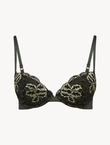 Push-Up Bra in green Lycra and black Leavers lace_0