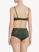 Underwired Bra in green Lycra and black Leavers lace_2