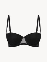Balconette Bra in black stretch tulle_0