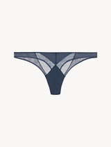 Thong in blue stretch tulle_0