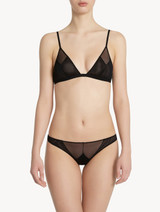 Thong in black stretch tulle_1
