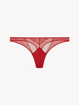 Thong in red stretch tulle_0