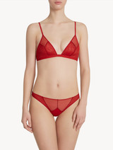 Thong in red stretch tulle_1