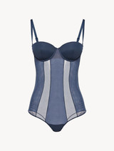 Underwired Bodysuit in blue stretch tulle_0