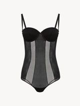 Underwired Bodysuit in black stretch tulle_0