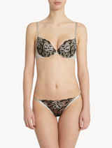 Thong in grey Lycra and black Leavers lace_1