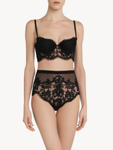 Black high-waisted briefs with floral lace_1