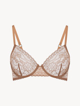 Underwired Bra in beige floral lace_0