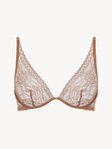 Triangle Bra in beige floral lace_0