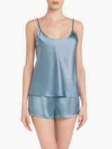 Periwinkle silk pajama shorts_1