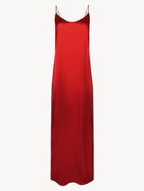 Carmine silk long slip_0