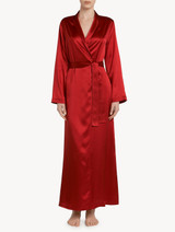 Carmine silk long robe_1