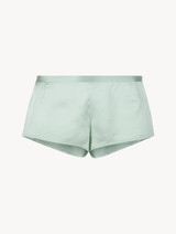 Mint green silk pajama shorts_0