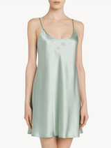 Mint green silk short slip_1