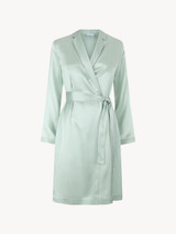 Mint green silk short robe_0