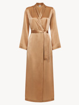 Caramel silk long robe_0