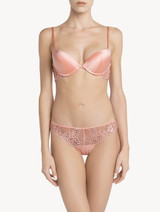 Pink padded push-up bra with Leavers lace trim_1