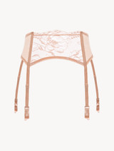 Powder pink lace suspender belt_0