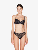 Black stretch Leavers lace and tulle Brazilian briefs_1