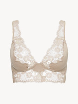 Soft beige embroidered tulle bralette_0