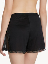 Black cotton and chiffon shorts_2