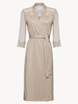 Soft beige silk chiffon short robe_0