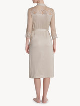 Soft beige silk chiffon short robe_2