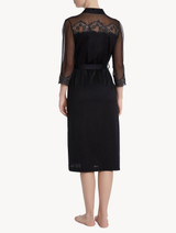 Black silk chiffon short robe_2