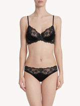 Black sheer embroidered tulle with lurex thread underwired bra_1