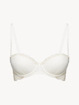 Off-white silk-satin bandeau bra_0
