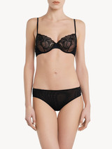 Black sheer strech-tulle underwired bra with floral embroidery_1