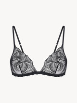 Black embroidered tulle triangle bra_0