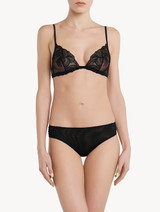 Black embroidered tulle triangle bra_1