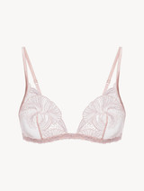 Pink embroidered tulle triangle bra_0