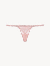 Pink embroidered tulle thong_0