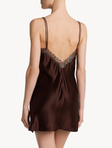 Brown silk slip with copper macramé_2