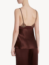 Brown silk camisole with copper macramé_2