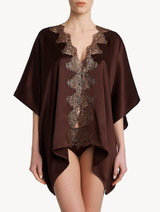 Brown silk robe with copper macramé_1
