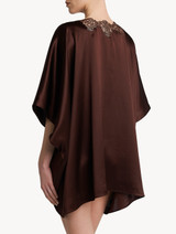 Brown silk robe with copper macramé_2