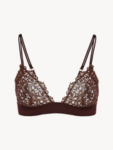 Brown triangle bra with copper macramé_0