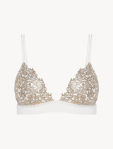 Off-white triangle bra with gold macramé_0